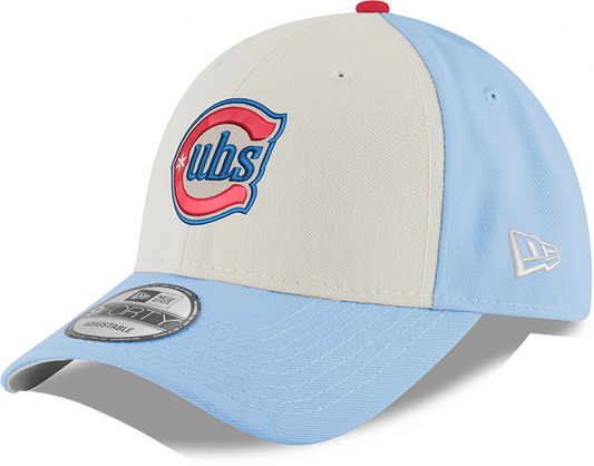 Youth Chicago Cubs Alternate 2 9FORTY Adjustable Chrome/Sky Blue Cap By New Era Official Team Hat Sports Fan Cap Official MLB Team Hat Baseball Fan Ca