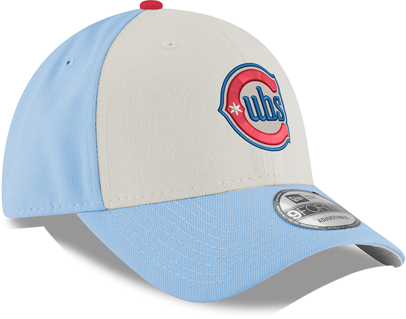 Youth Chicago Cubs Alternate 2 9FORTY Adjustable Chrome/Sky Blue Cap By New Era Official Team Hat Sports Fan Cap Official MLB Team Hat Baseball Fan Ca