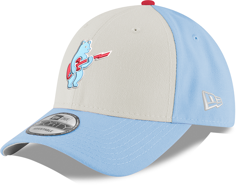 Youth Chicago Cubs Guitar Bear Alternate 9FORTY Adjustable Chrome/Sky Blue Cap By New Era Official Team Hat Sports Fan Cap Official MLB Team Hat Baseb