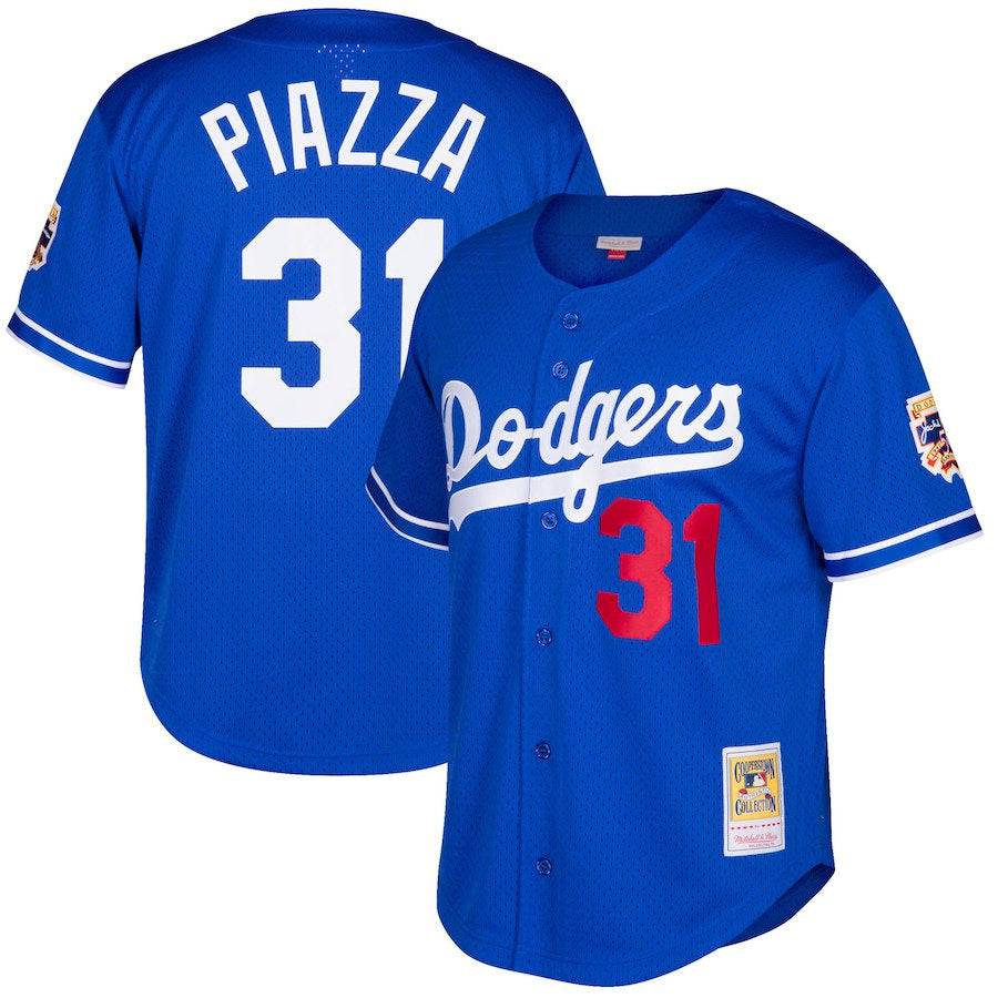 Men's Los Angeles Dodgers Mike Piazza Mitchell & Ness Royal Cooperstown Collection Mesh Batting Practice Jersey Official Team Jersey Sports Fan Appare