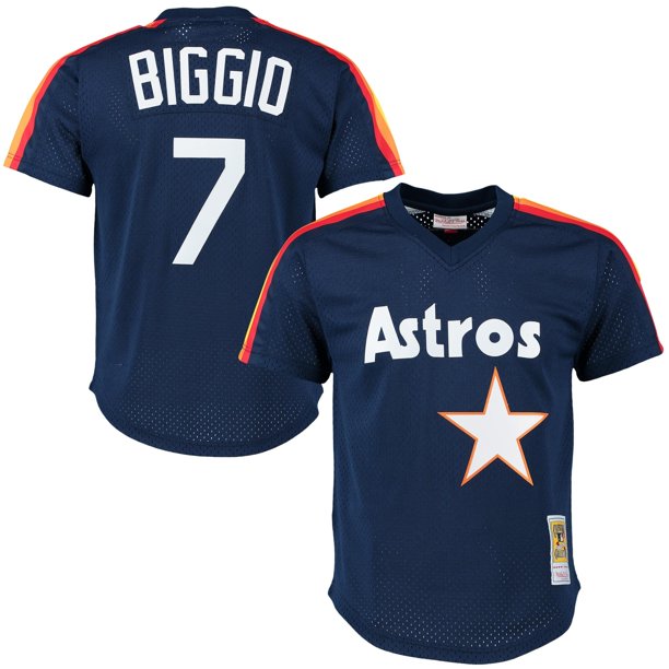 Men's Craig Biggio Houston Astros Mitchell & Ness Cooperstown Mesh Batting Practice Jersey - Navy Official Team Jersey Sports Fan Apparel Official MLB
