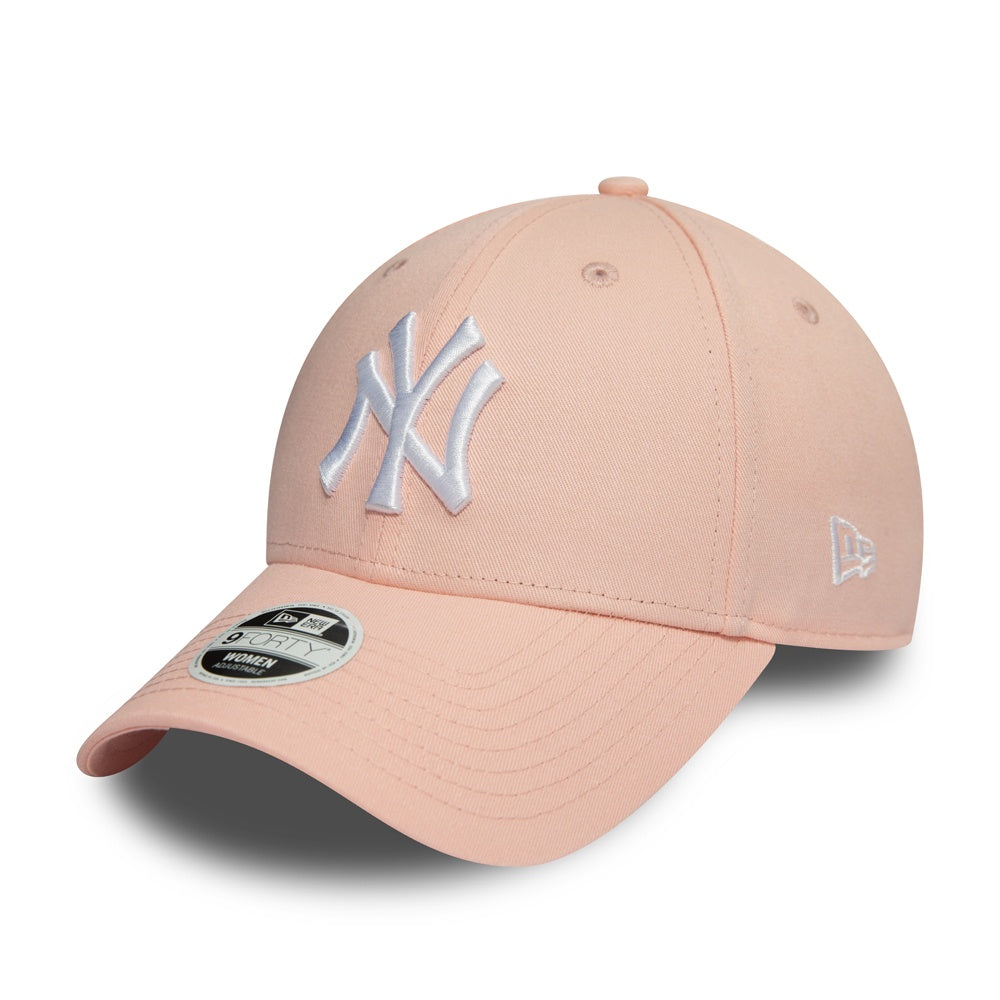 New York Yankees MLB League Essential 9FORTY Women Strapback Light Pink/White Official Team Hat Sports Fan Cap Official MLB Team Hat Baseball Fan Cap