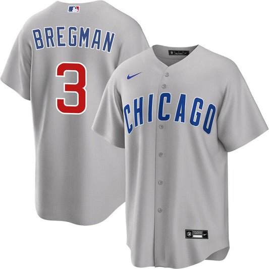 Mens Chicago Cubs Alex Bregman Road Gray Replica Jersey Official Team Jersey Sports Fan Apparel Official MLB Team Jersey Baseball Fan Apparel