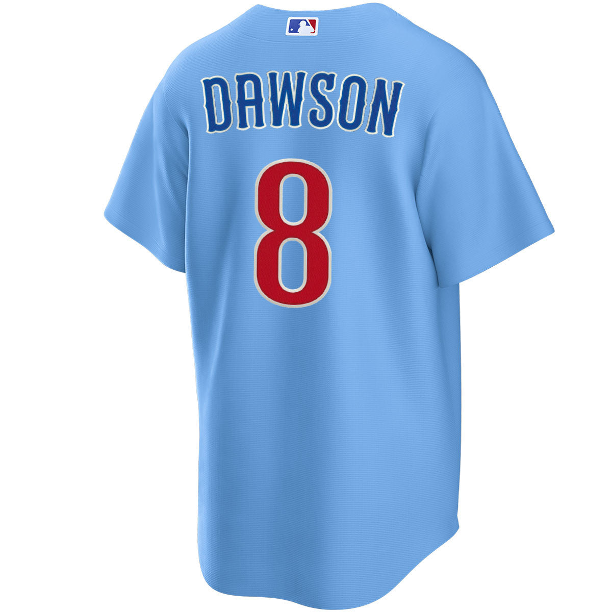 NIKE Men's Chicago Cubs Andre Dawson #8 Light Blue 2nd Alternate Replica Jersey Official Team Jersey Sports Fan Apparel Official MLB Team Jersey Baseb