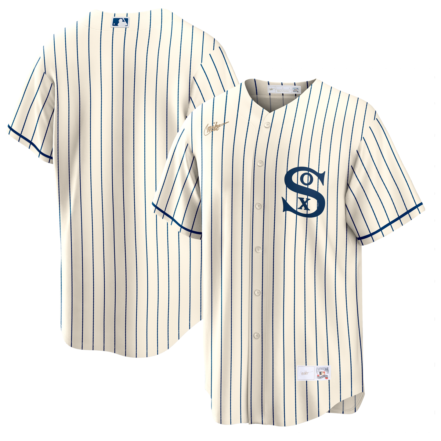 NIKE Men's Chicago White Sox Field of Dreams Cream Cooperstown Collection Blank Replica Jersey Official Team Jersey Sports Fan Apparel Official MLB Te