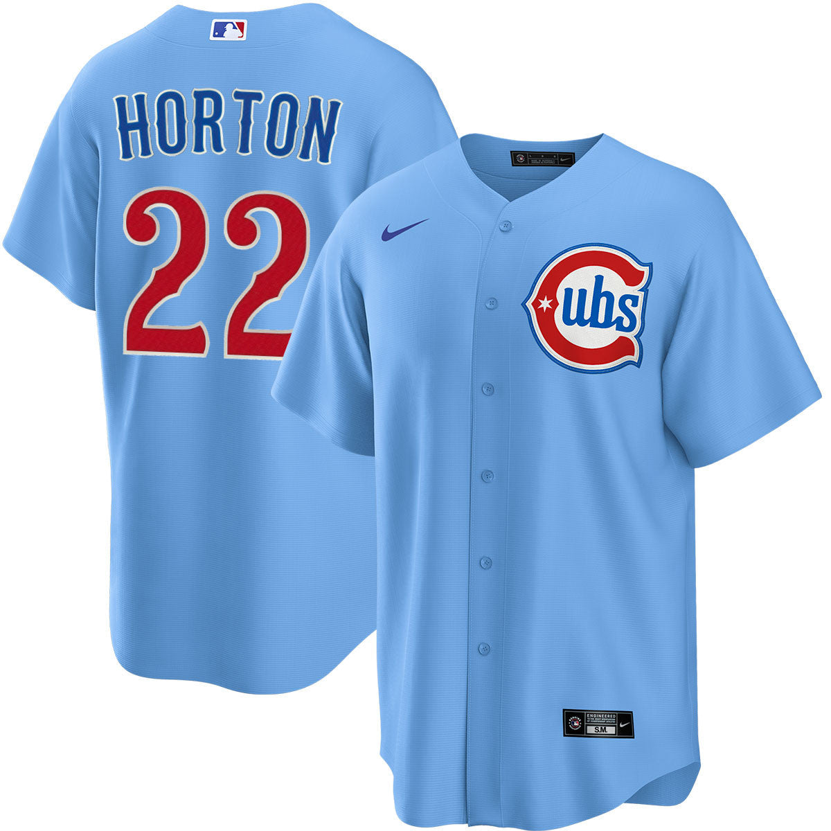 NIKE Men's Chicago Cubs Cade Horton #22 Light Blue 2nd Alternate Replica Jersey Official Team Jersey Sports Fan Apparel Official MLB Team Jersey Baseb