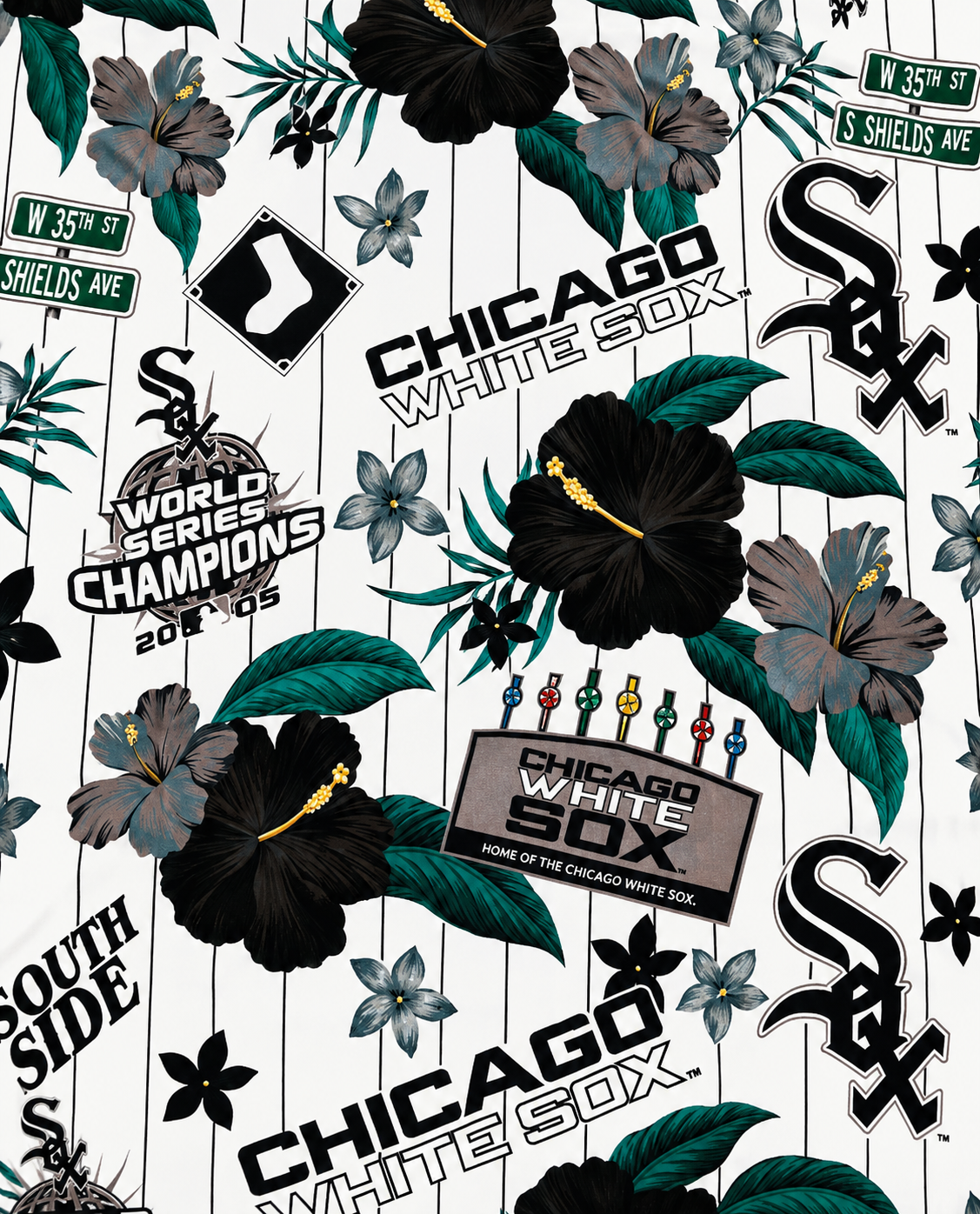 Mens Chicago White Sox White Floral Button Down Hawaiian Shirt MLB Fan Gear Popular Style