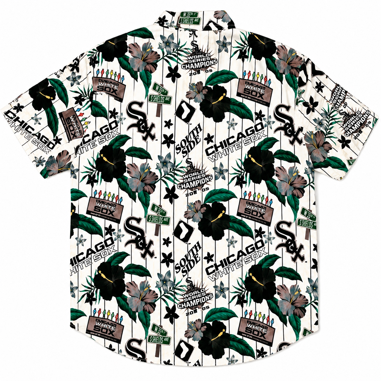 Mens Chicago White Sox White Floral Button Down Hawaiian Shirt MLB Fan Gear Popular Style