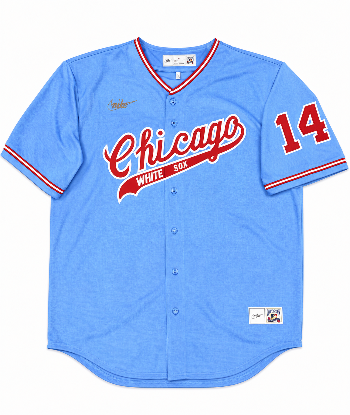 Men's Bill Melton Chicago White Sox Cooperstown Road Powder Blue/Red 1972 Premium Stitch Replica Jersey Official Team Jersey Sports Fan Apparel Offici