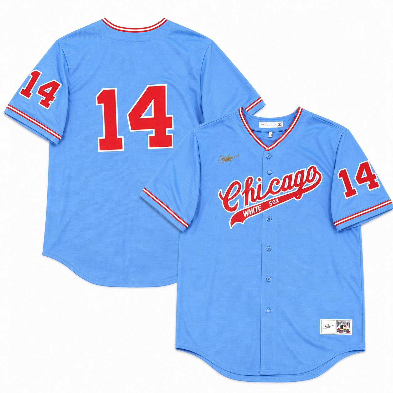 Men's Bill Melton Chicago White Sox Cooperstown Road Powder Blue/Red 1972 Premium Stitch Replica Jersey Official Team Jersey Sports Fan Apparel Offici