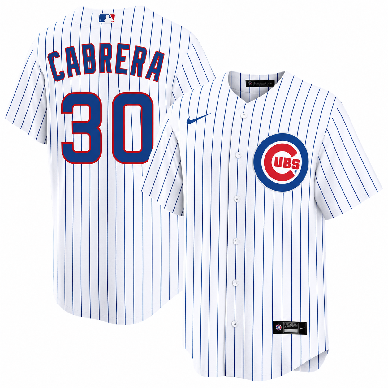 NIKE Men's Edward Cabrera Chicago Cubs Premium Twill White Home Replica Jersey With Authentic Premium Lettering Official Team Jersey Sports Fan Appare
