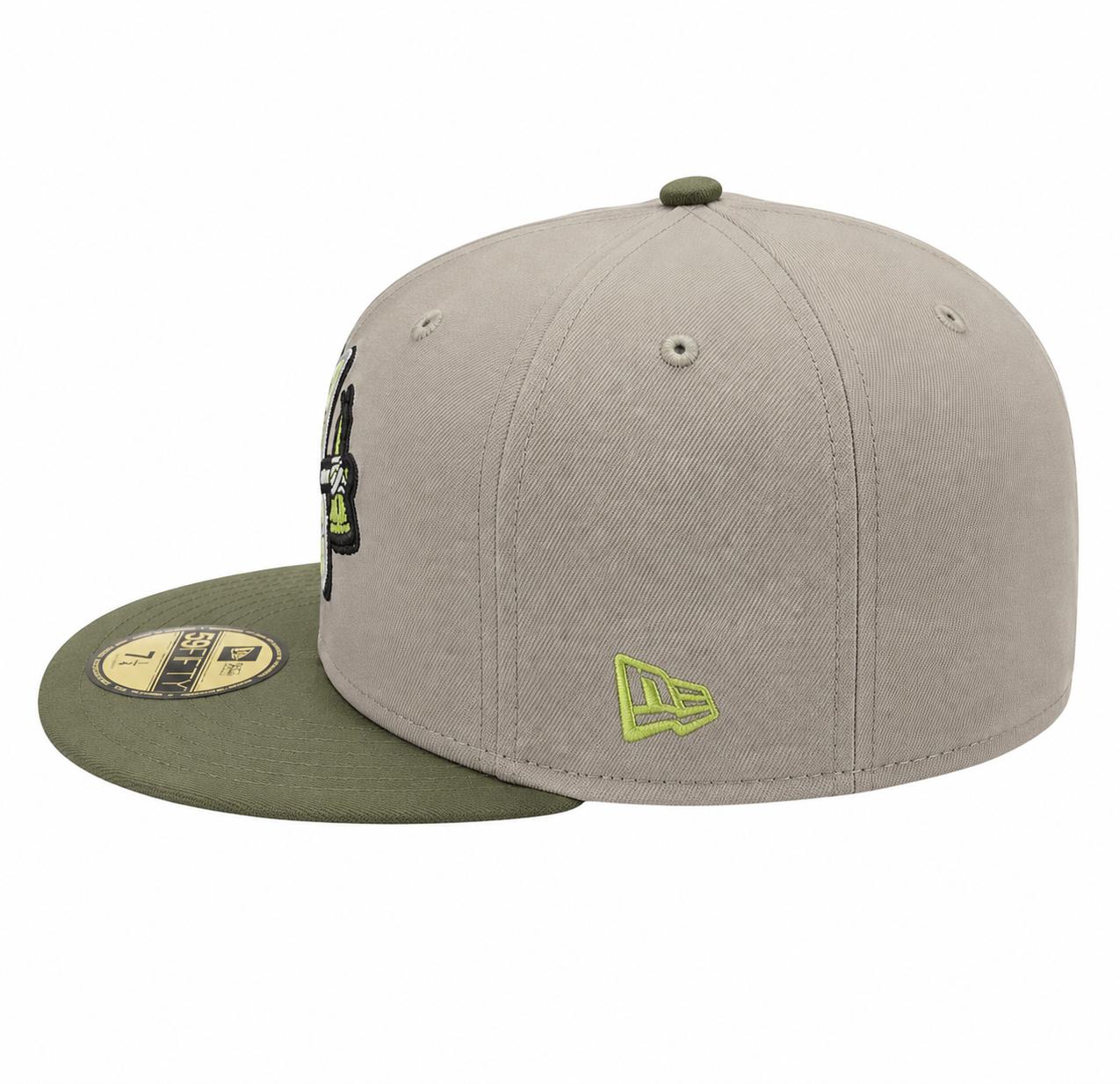Atlanta Braves New Era 2 Tone Stone/ Green Bark Sevendust Home inspired 59FIFTY Fitted Hat Official Team Hat Sports Fan Cap Official MLB Team Hat Base