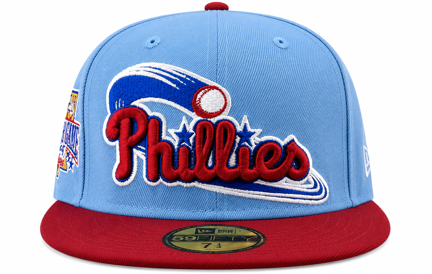 Philadelphia Phillies MLB 1996 ASG 2 Tone Sky Blue/Cardinal New Era 59FIFTY Fitted Hat Official Team Hat Sports Fan Cap Official MLB Team Hat Baseball