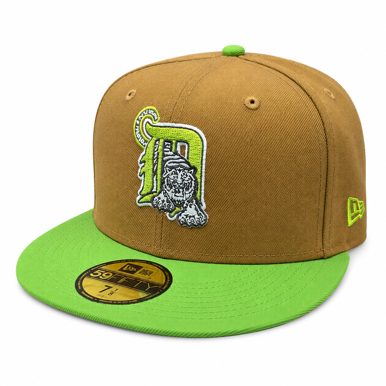 Detroit Tigers New Era Wheat/Lime Cooper 59FIFTY Fitted Hat Official Team Hat Sports Fan Cap Official MLB Team Hat Baseball Fan Cap
