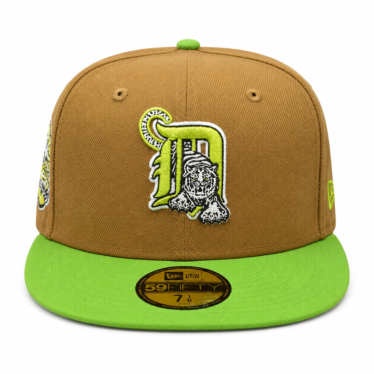 Detroit Tigers New Era Wheat/Lime Cooper 59FIFTY Fitted Hat Official Team Hat Sports Fan Cap Official MLB Team Hat Baseball Fan Cap