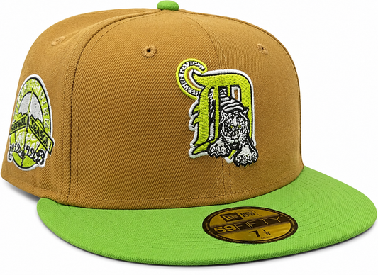 Detroit Tigers New Era Wheat/Lime Cooper 59FIFTY Fitted Hat Official Team Hat Sports Fan Cap Official MLB Team Hat Baseball Fan Cap
