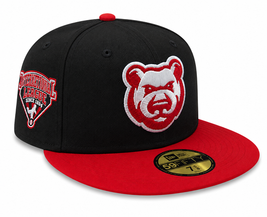 Iowa Cubs New Era MILB 2 Tone Black/Red 59FIFTY Fitted Hat Official Team Hat Sports Fan Cap Official MLB Team Hat Baseball Fan Cap