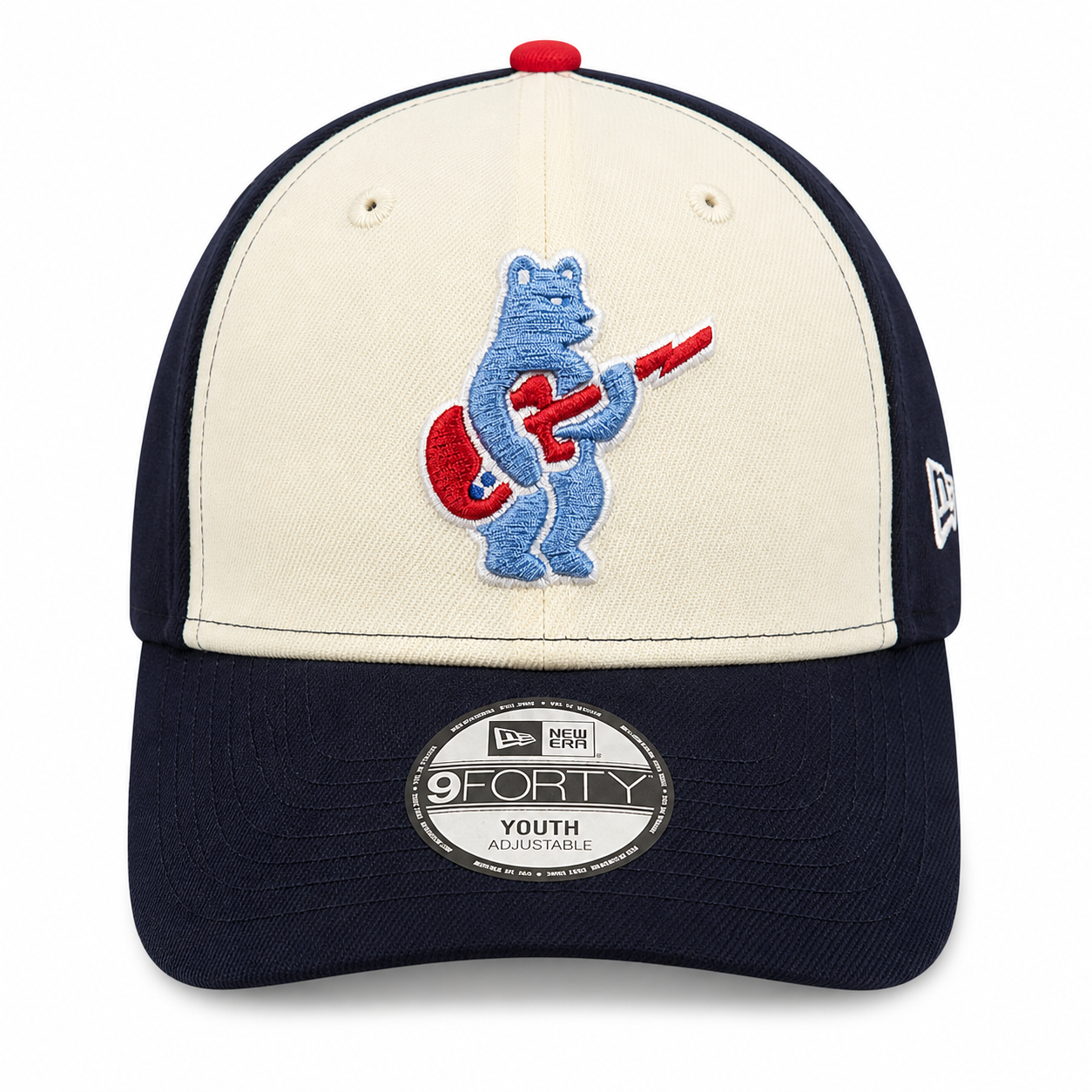 Youth Chicago Cubs Alternate 2 Guitar Bear 9FORTY Adjustable Chrome/Navy Blue Cap By New Era Official Team Hat Sports Fan Cap Official MLB Team Hat Ba