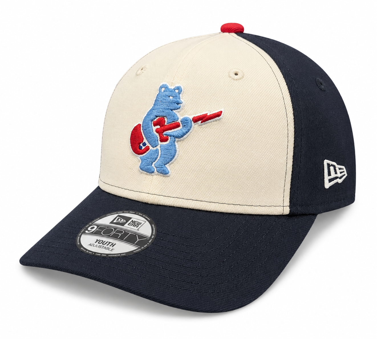 Youth Chicago Cubs Alternate 2 Guitar Bear 9FORTY Adjustable Chrome/Navy Blue Cap By New Era Official Team Hat Sports Fan Cap Official MLB Team Hat Ba