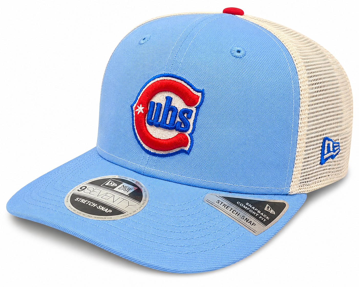 Chicago Cubs New Era Sky Blue/Red Alternate 2 9SEVENTY Trucker Hat Official Team Hat Sports Fan Cap Official MLB Team Hat Baseball Fan Cap