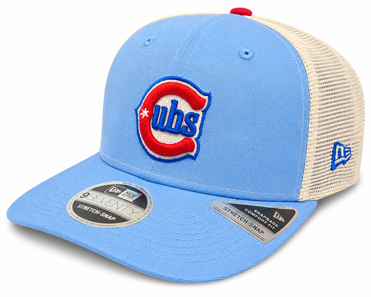 Chicago Cubs New Era Sky Blue/Red Alternate 2 9SEVENTY Trucker Hat Official Team Hat Sports Fan Cap Official MLB Team Hat Baseball Fan Cap