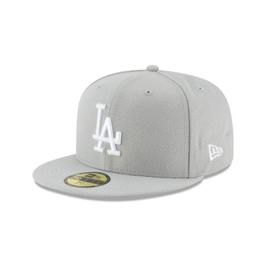 Los Angeles Dodgers MLB League Essential 59FIFTY Fitted New Era Gray/White Official Team Hat Sports Fan Cap Official MLB Team Hat Baseball Fan Cap
