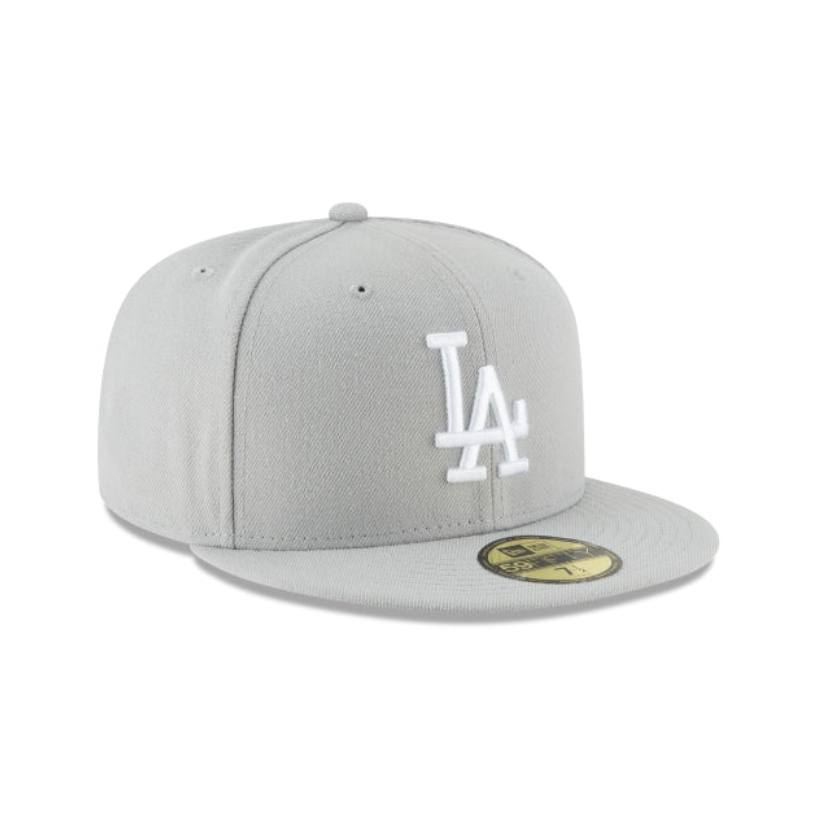 Los Angeles Dodgers MLB League Essential 59FIFTY Fitted New Era Gray/White Official Team Hat Sports Fan Cap Official MLB Team Hat Baseball Fan Cap