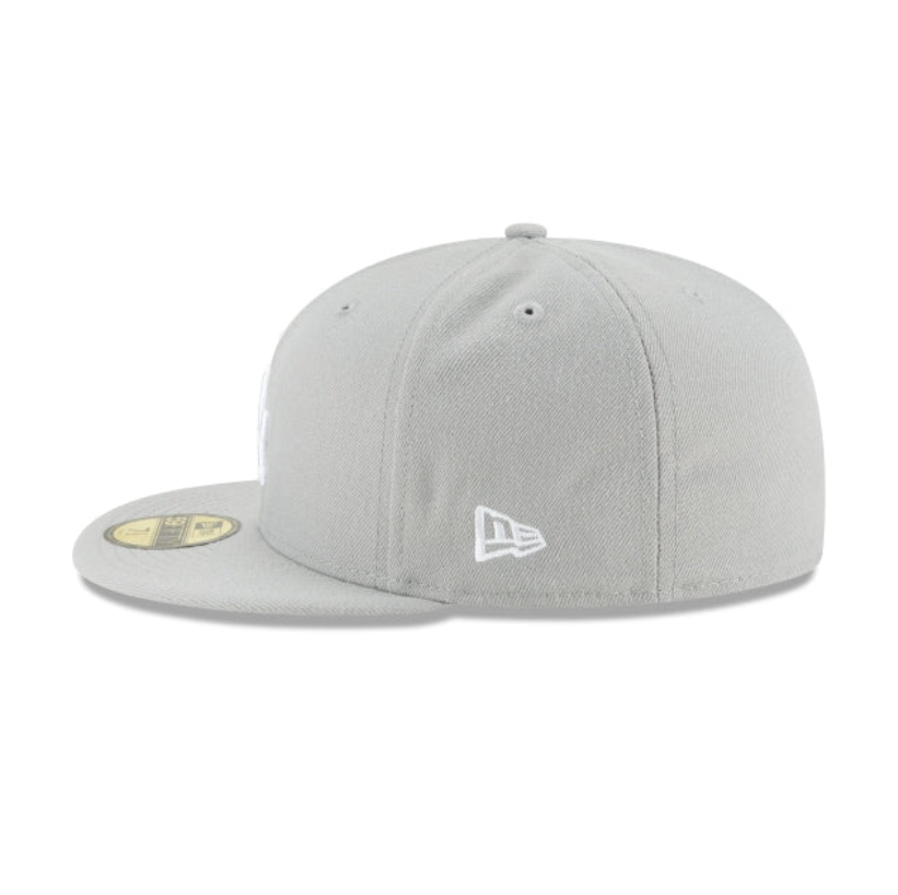 Los Angeles Dodgers MLB League Essential 59FIFTY Fitted New Era Gray/White Official Team Hat Sports Fan Cap Official MLB Team Hat Baseball Fan Cap