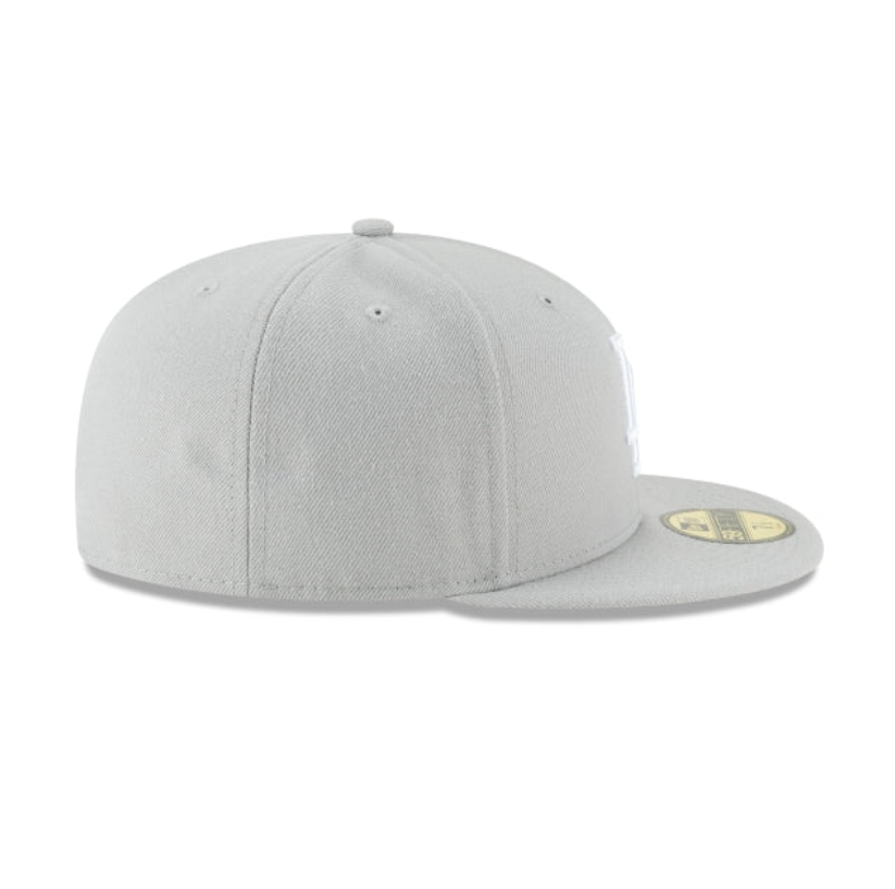 Los Angeles Dodgers MLB League Essential 59FIFTY Fitted New Era Gray/White Official Team Hat Sports Fan Cap Official MLB Team Hat Baseball Fan Cap