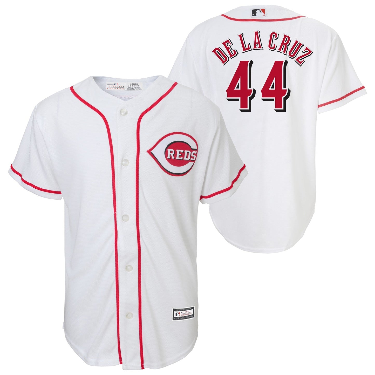 Youth Cincinnati Reds Elly De La Cruz MLB Home Replica Screen Print Jersey Official Team Jersey Sports Fan Apparel Official MLB Team Jersey Baseball F