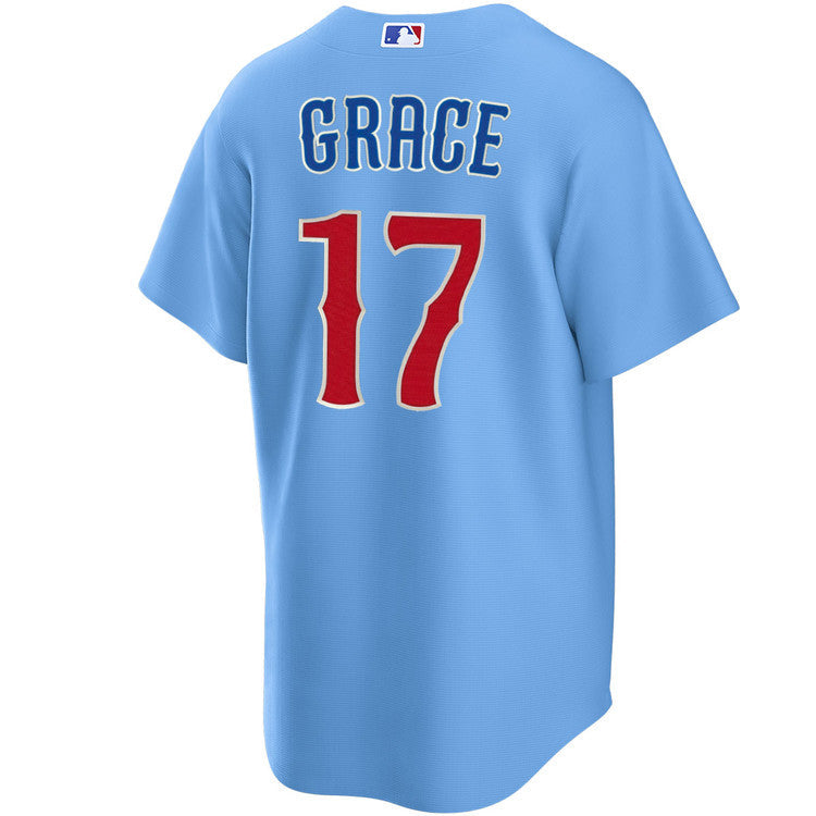 NIKE Men's Chicago Cubs Mark Grace #17 Light Blue 2nd Alternate Replica Jersey Official Team Jersey Sports Fan Apparel Official MLB Team Jersey Baseba