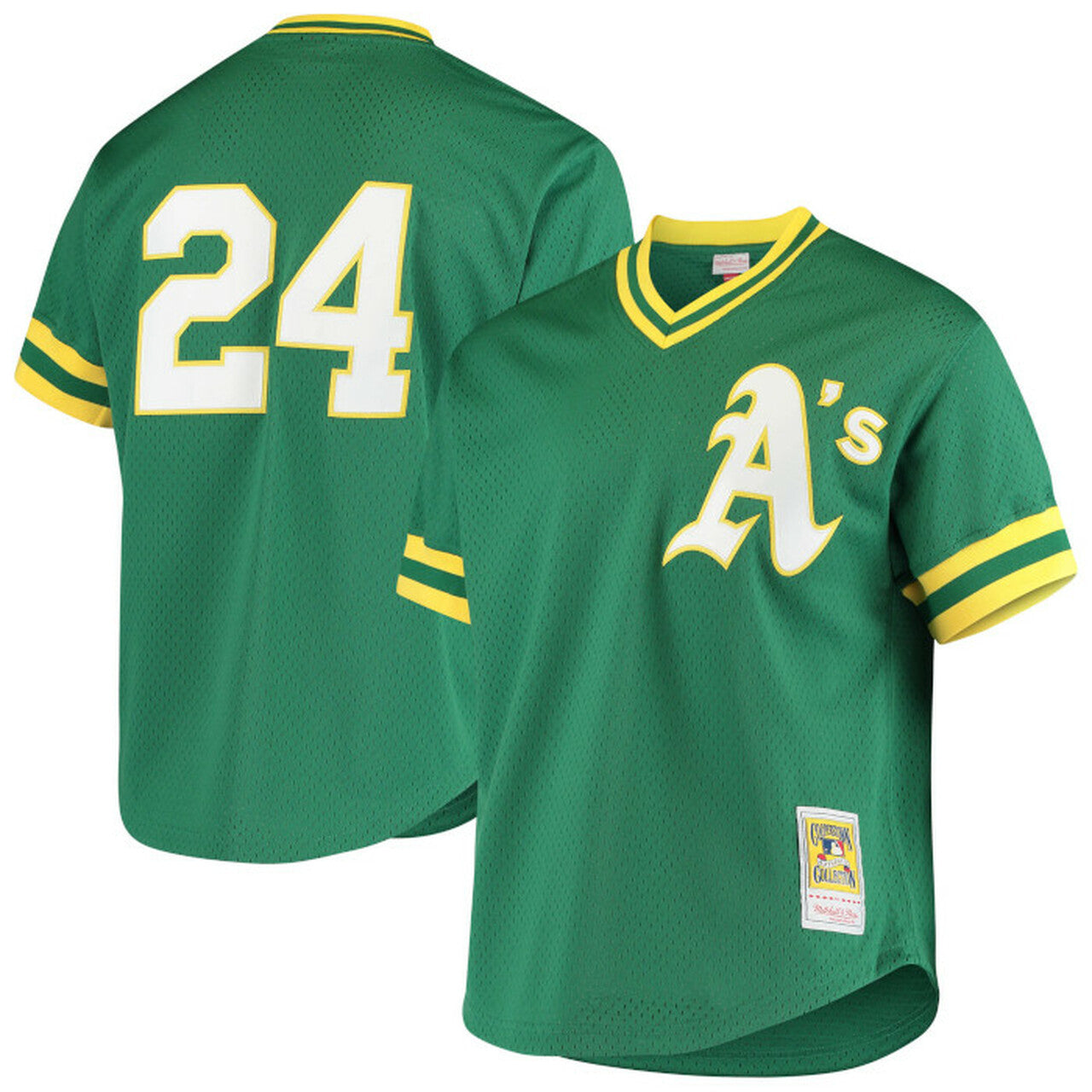 Men's Oakland Athletics Rickey Henderson 1991 Mitchell & Ness Green Cooperstown 1987 Mesh Batting Practice Jersey Official Team Jersey Sports Fan Appa