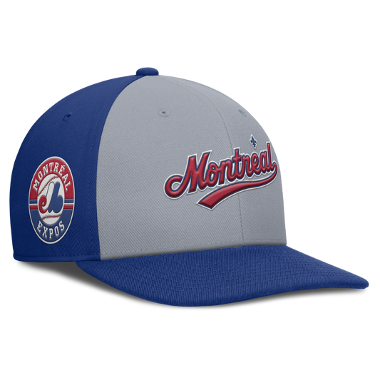Montreal Expos Nike Gray/Royal Dri-Fit Pro Snapback Hat Official Team Hat Sports Fan Cap Official MLB Team Hat Baseball Fan Cap