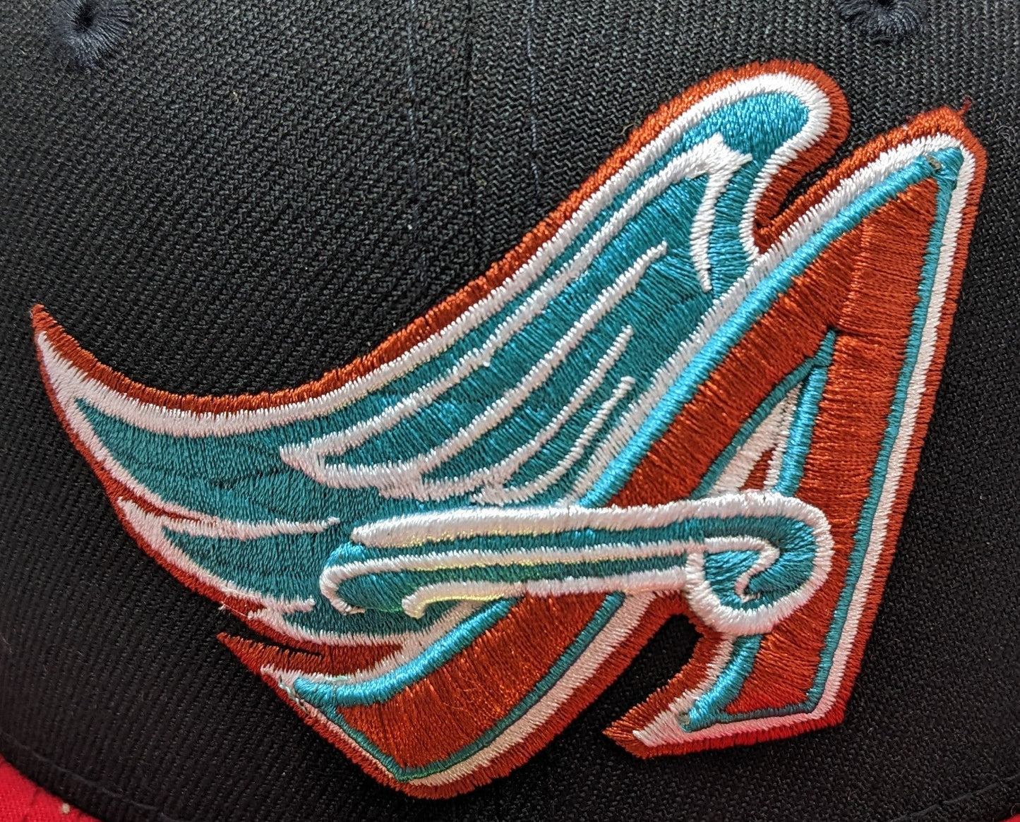 Anaheim Angels New Era 2 Tone Black/Red Guns N Roses Inspired Rock Pack 59FIFTY Fitted Hat Official Team Hat Sports Fan Cap Official MLB Team Hat Base