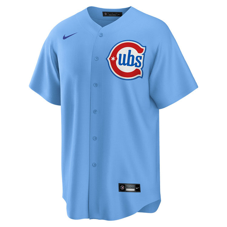 NIKE Men's Chicago Cubs Pete Crow-Armstrong #4 Light Blue 2nd Alternate Replica Jersey Official Team Jersey Sports Fan Apparel Official MLB Team Jerse