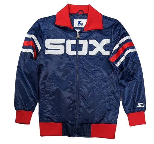 Men's Chicago White Sox The Captain II Cooperstown Collection Navy Starter Varsity Jacket Official Team Hat Sports Fan Cap Official MLB Team Hat Baseb