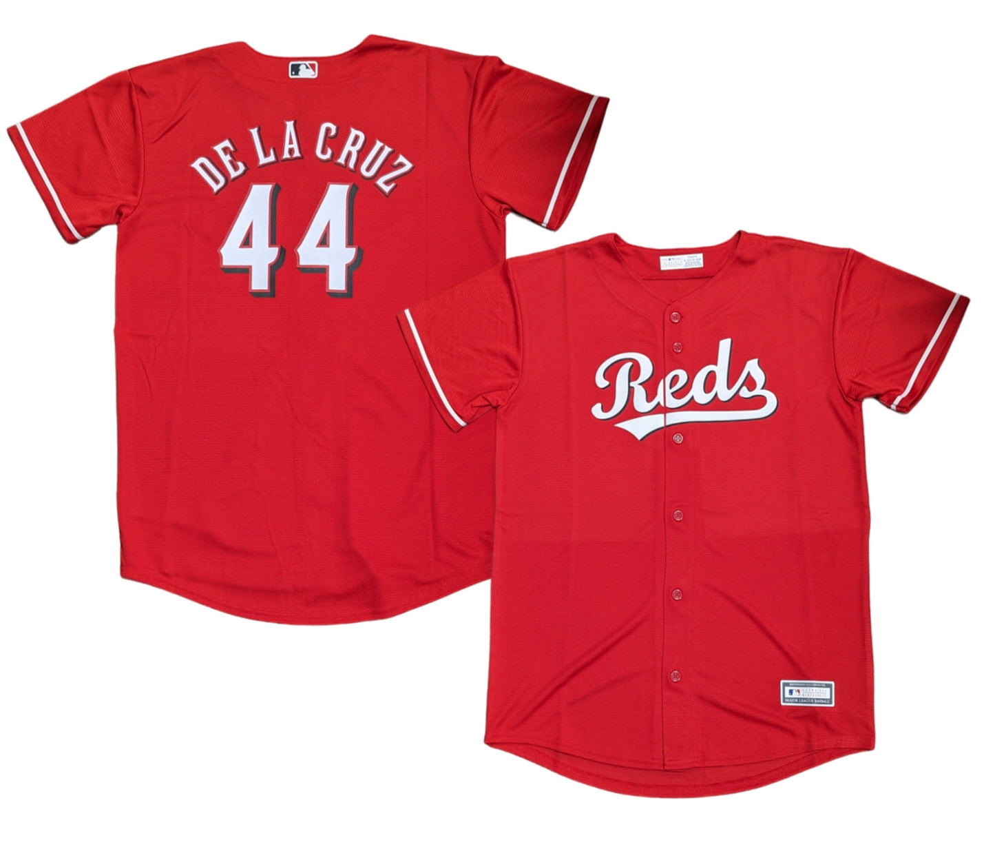 Youth Cincinnati Reds Elly De La Cruz MLB Red Alternate Screen Print Replica Jersey Official Team Jersey Sports Fan Apparel Official MLB Team Jersey B
