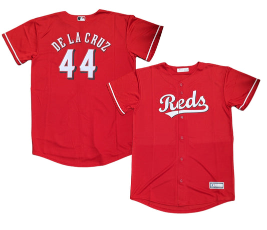 Youth Cincinnati Reds Elly De La Cruz MLB Red Alternate Screen Print Replica Jersey Official Team Jersey Sports Fan Apparel Official MLB Team Jersey B