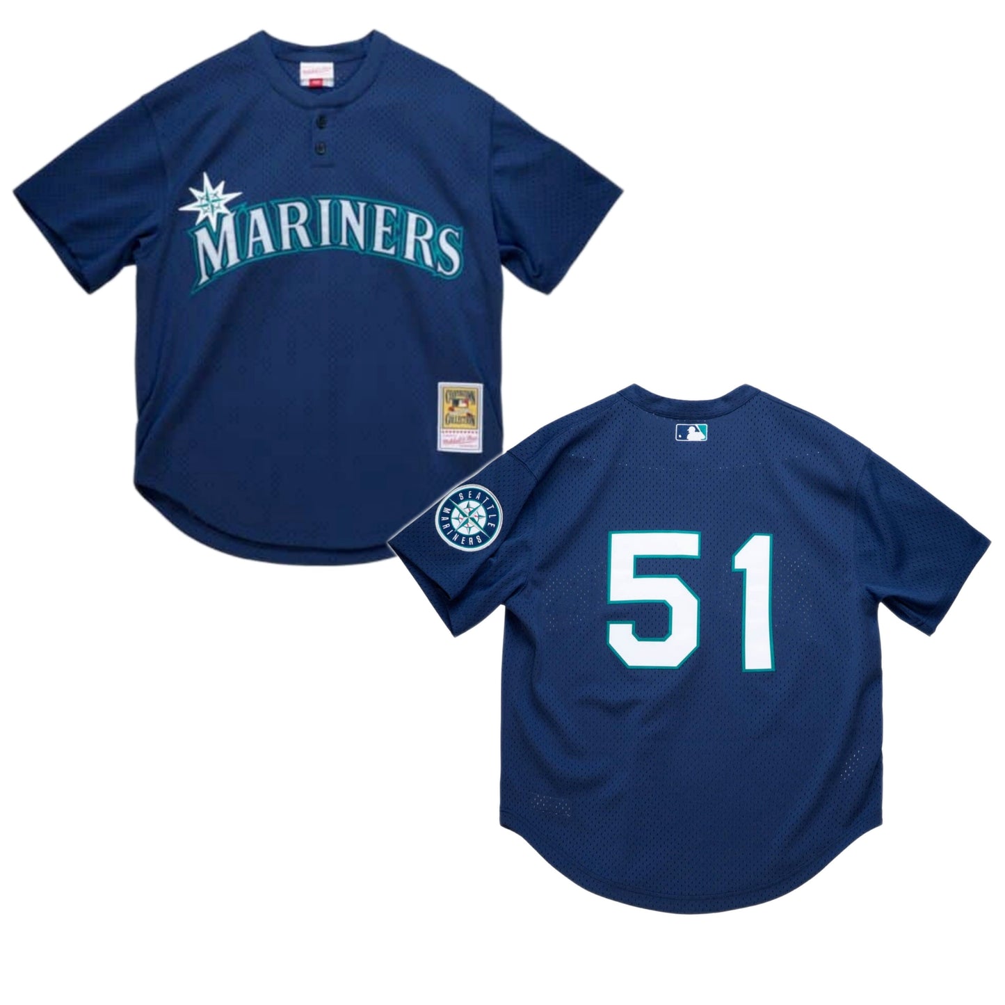 Men's Seattle Mariners Ichiro Suzuki 2002 Mitchell & Ness Navy Cooperstown Collection Mesh Batting Practice Jersey Official Team Jersey Sports Fan App