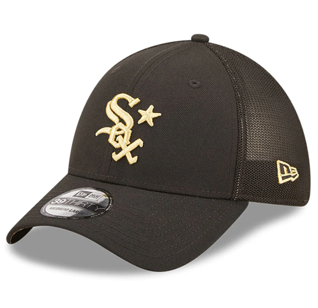 Chicago White Sox New Era 2022 All Star Game Black/ Gold 39THIRTY Flex Fit Hat Official Team Hat Sports Fan Cap Official MLB Team Hat Baseball Fan Cap