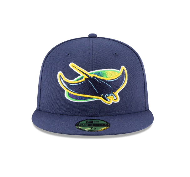Men's Tampa Bay Rays New Era Navy Game Authentic Collection Alternate On-Field 59FIFTY Fitted Hat Official Team Hat Sports Fan Cap Official MLB Team H