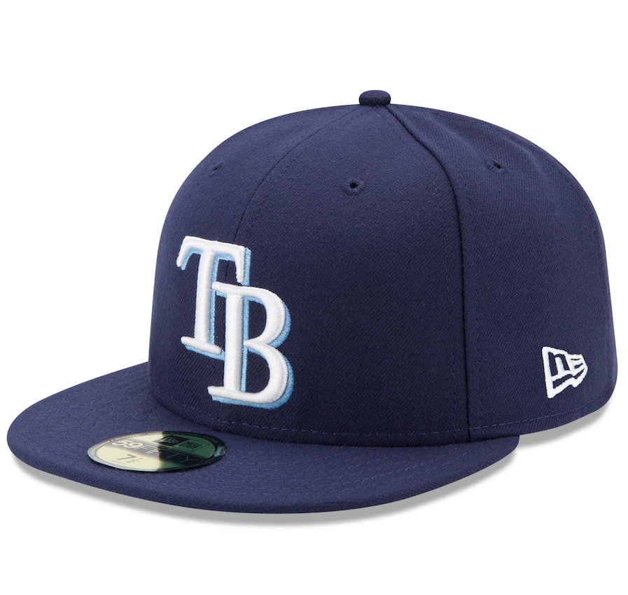 Men's Tampa Bay Rays New Era Navy Game Authentic Collection On-Field 59FIFTY Fitted Hat Official Team Hat Sports Fan Cap Official MLB Team Hat Basebal