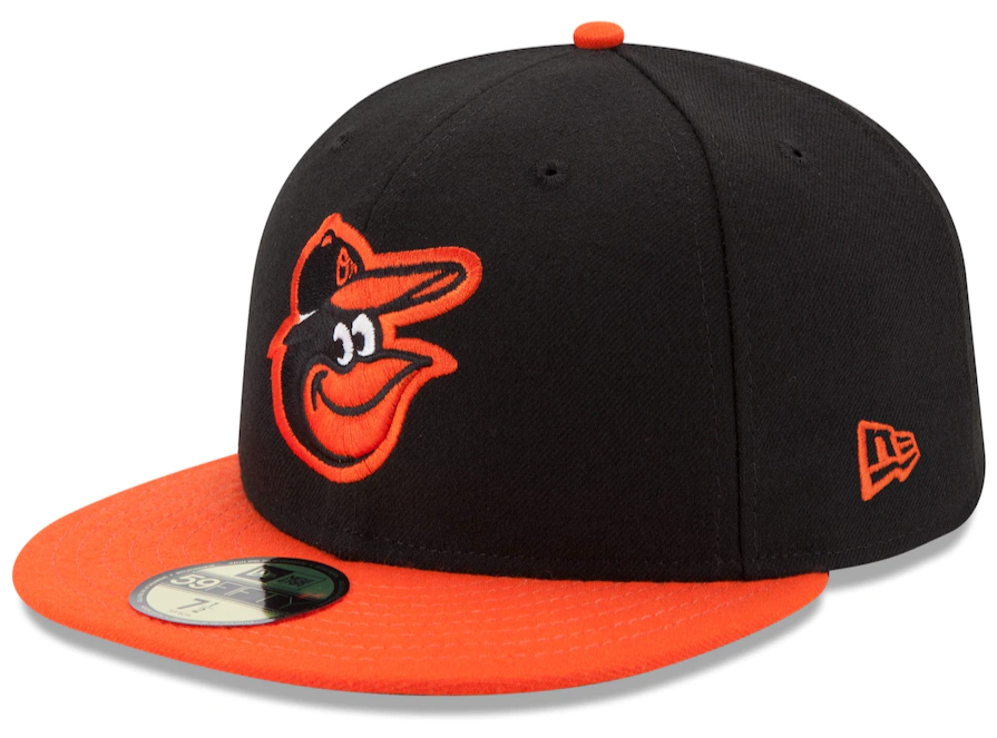 Men's Baltimore Orioles New Era Black/Orange Road Authentic Collection On-Field 59FIFTY Fitted Hat Official Team Hat Sports Fan Cap Official MLB Team