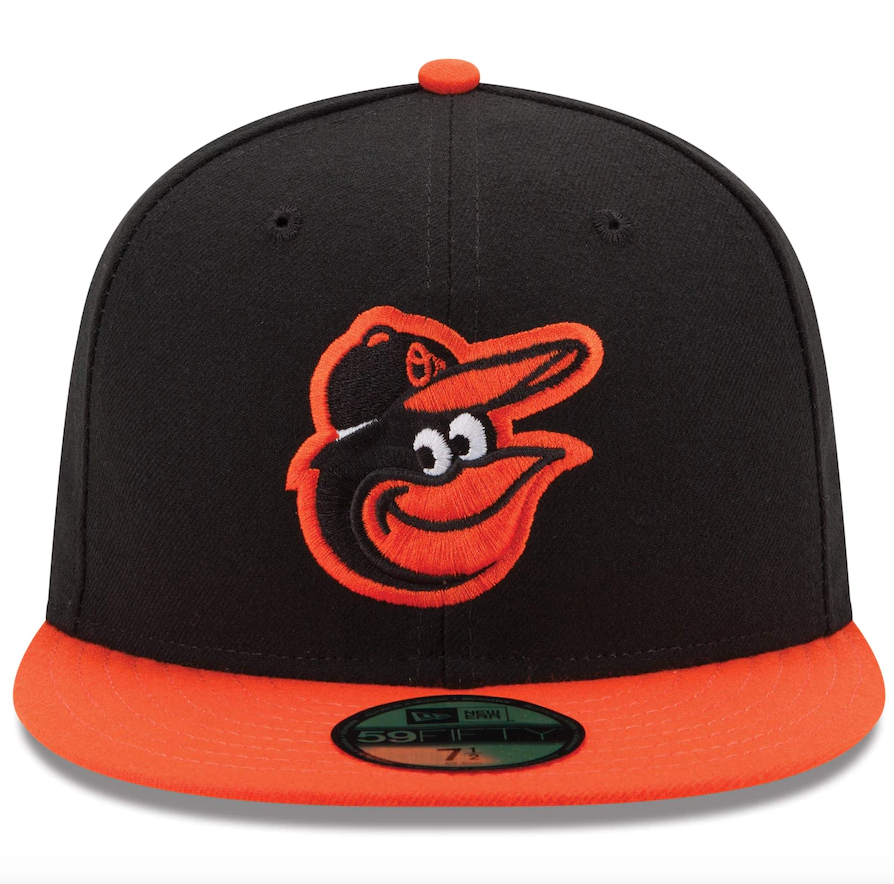 Men's Baltimore Orioles New Era Black/Orange Road Authentic Collection On-Field 59FIFTY Fitted Hat Official Team Hat Sports Fan Cap Official MLB Team