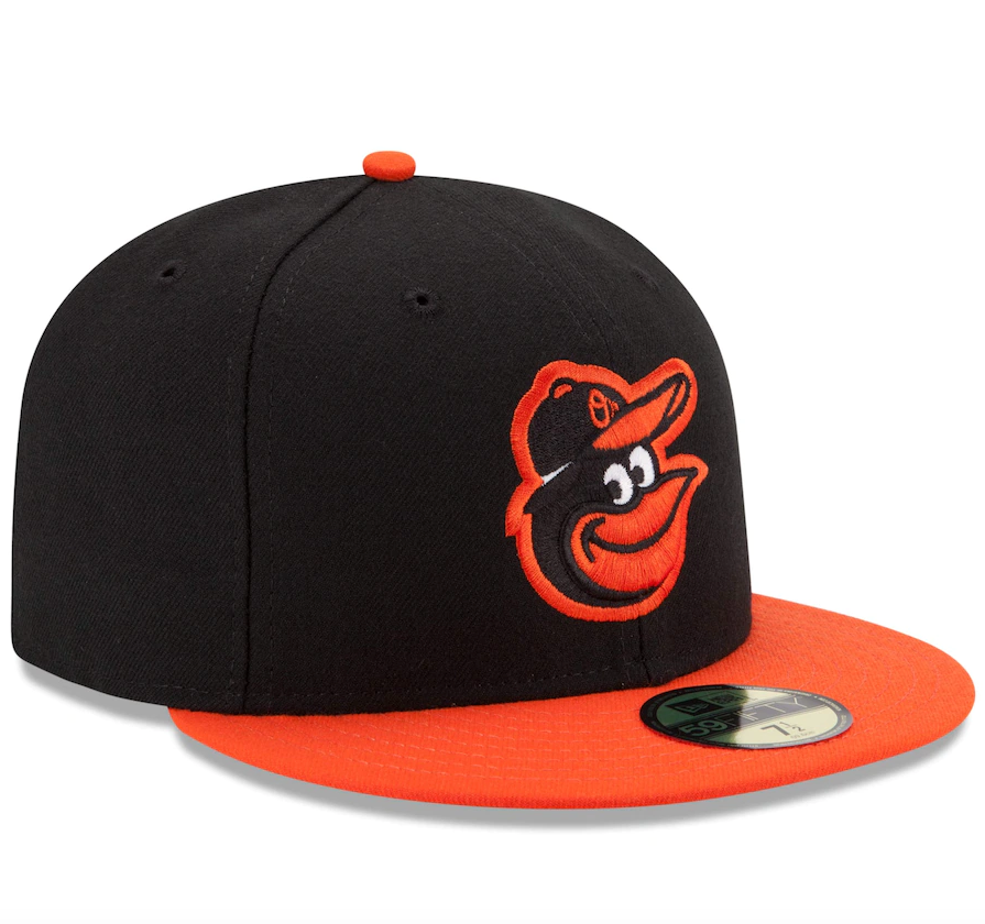 Men's Baltimore Orioles New Era Black/Orange Road Authentic Collection On-Field 59FIFTY Fitted Hat Official Team Hat Sports Fan Cap Official MLB Team