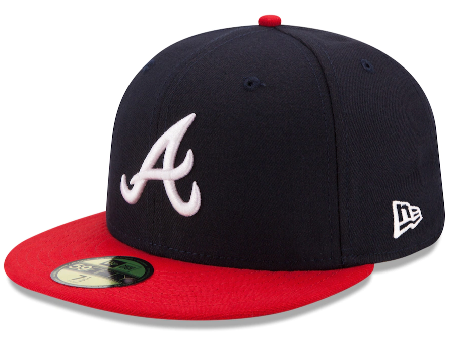 Men's Atlanta Braves New Era Navy/Red Home Authentic Collection On-Field 59FIFTY Fitted Hat Official Team Hat Sports Fan Cap Official MLB Team Hat Bas