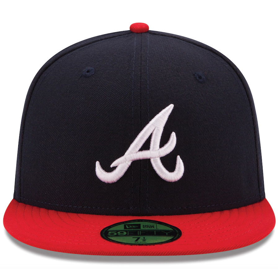 Men's Atlanta Braves New Era Navy/Red Home Authentic Collection On-Field 59FIFTY Fitted Hat Official Team Hat Sports Fan Cap Official MLB Team Hat Bas
