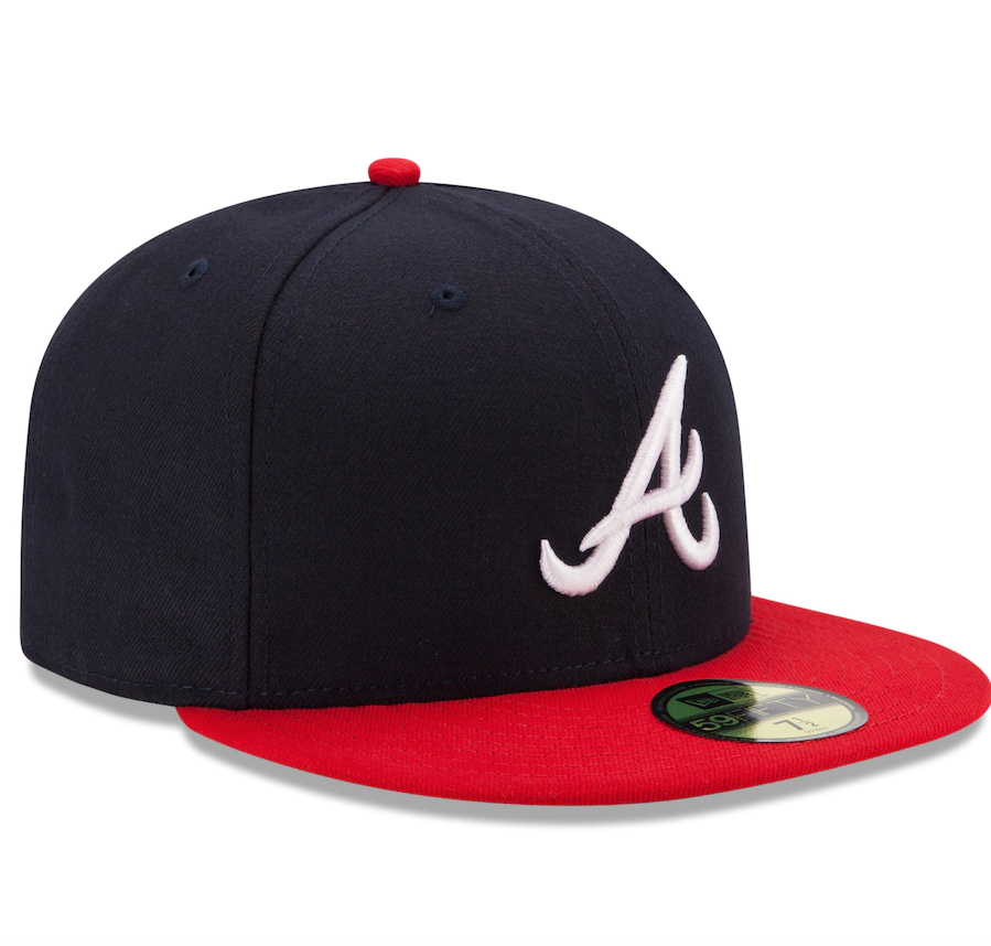 Men's Atlanta Braves New Era Navy/Red Home Authentic Collection On-Field 59FIFTY Fitted Hat Official Team Hat Sports Fan Cap Official MLB Team Hat Bas