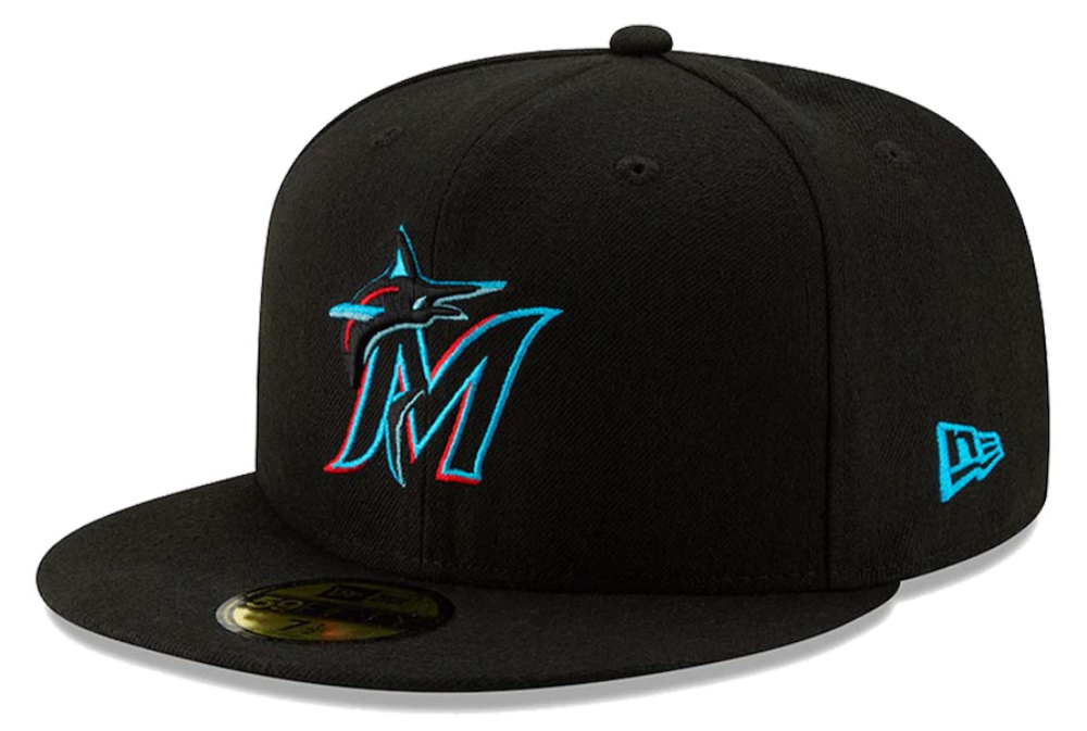 Men's Miami Marlins New Era Black Authentic Collection On-Field 59FIFTY Fitted Hat Official Team Hat Sports Fan Cap Official MLB Team Hat Baseball Fan