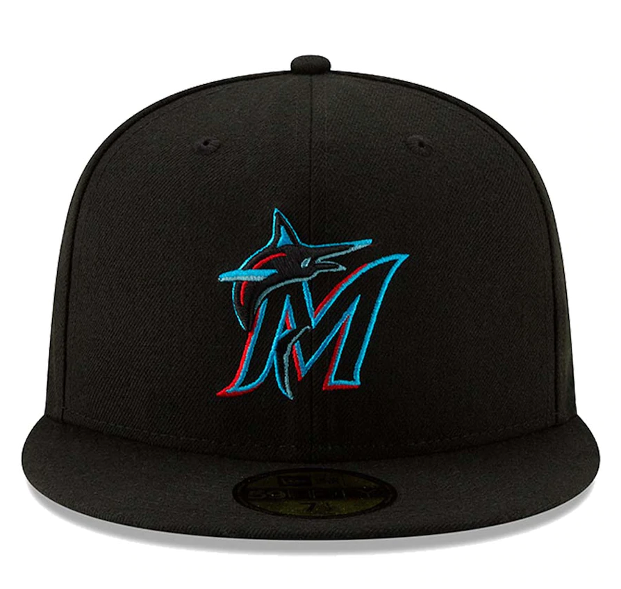 Men's Miami Marlins New Era Black Authentic Collection On-Field 59FIFTY Fitted Hat Official Team Hat Sports Fan Cap Official MLB Team Hat Baseball Fan